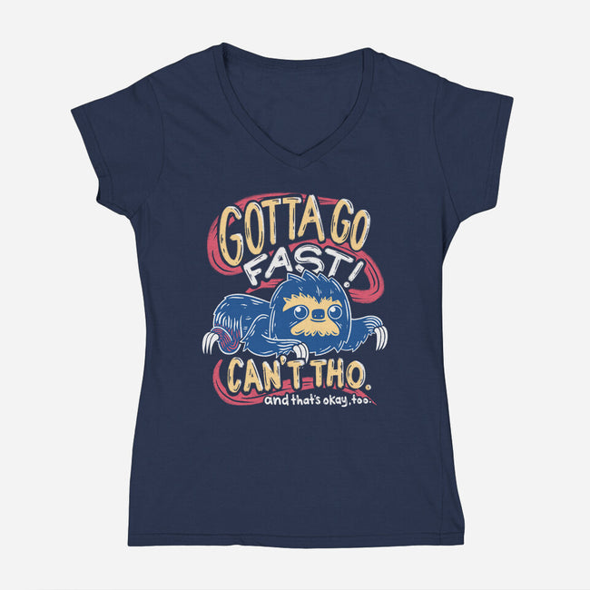 Can't Go Fast-Womens-V-Neck-Tee-Aarons Art Room