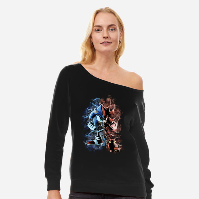 Two Faces Speed-Womens-Off Shoulder-Sweatshirt-nickzzarto