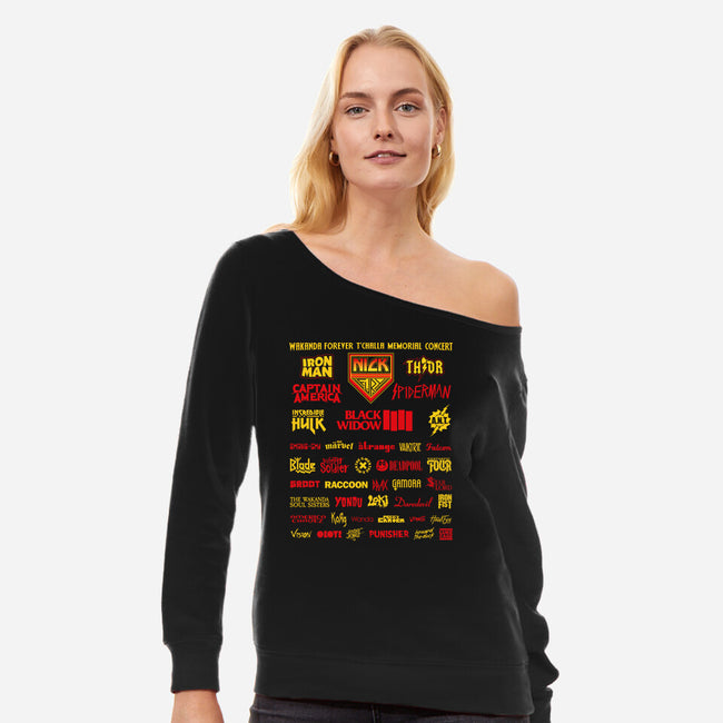 Memorial Concert-Womens-Off Shoulder-Sweatshirt-Retro Review