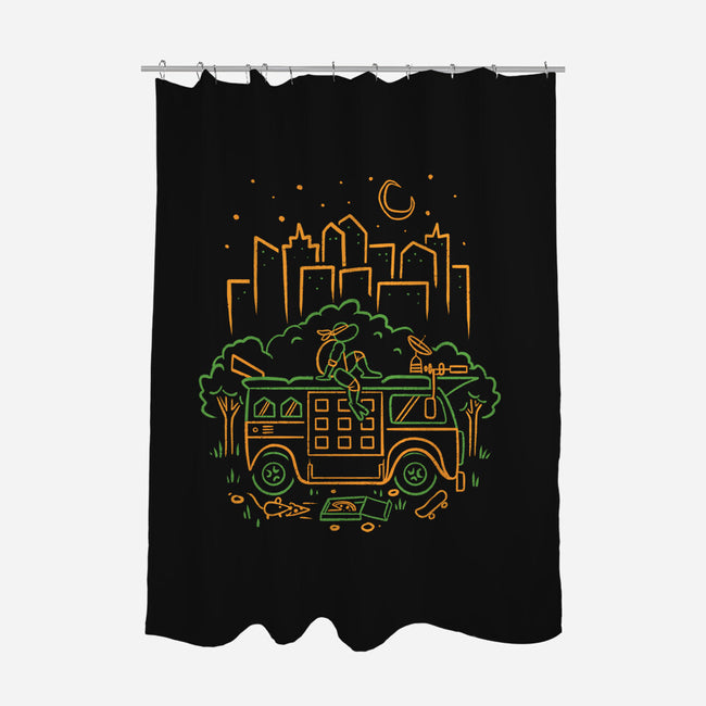 Orange Turtle Van Life-None-Polyester-Shower Curtain-Aarons Art Room