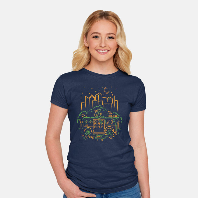 Orange Turtle Van Life-Womens-Fitted-Tee-Aarons Art Room