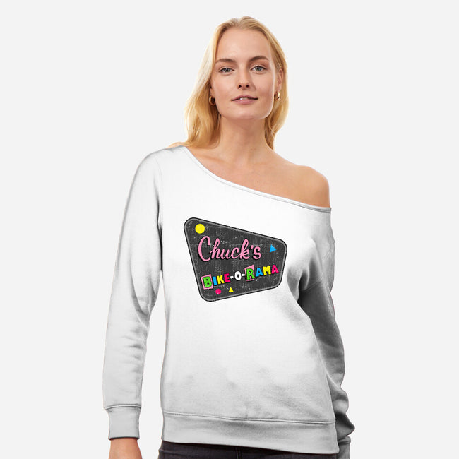 Chuck's Bike-O-Rama-Womens-Off Shoulder-Sweatshirt-sachpica