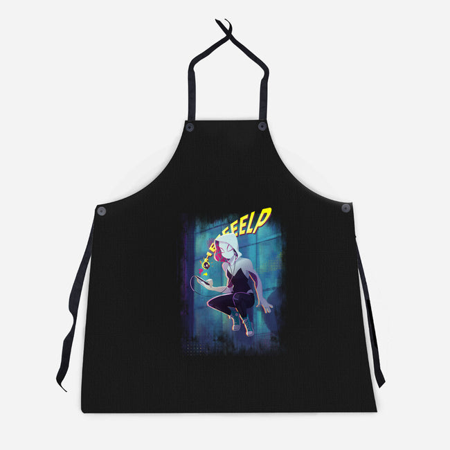 Spider Gwen Help-Unisex-Kitchen-Apron-jacnicolauart