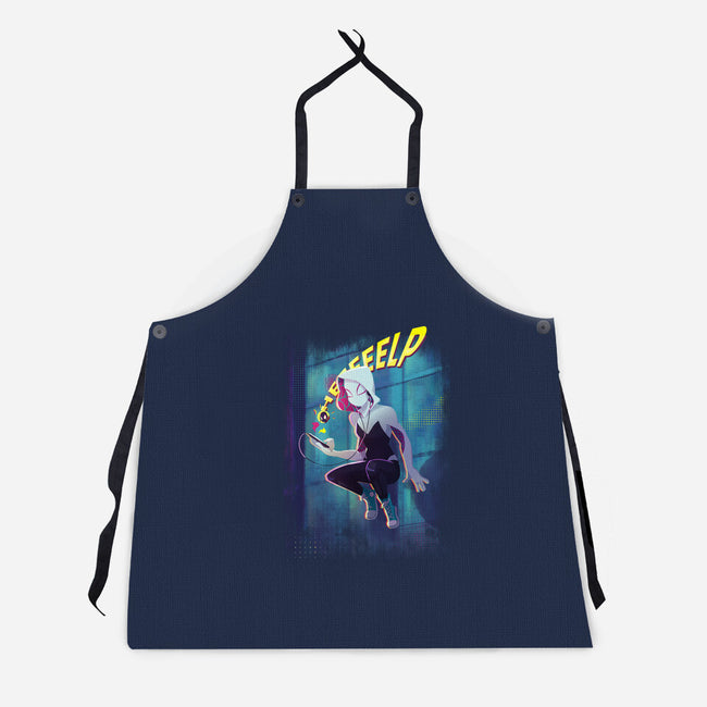 Spider Gwen Help-Unisex-Kitchen-Apron-jacnicolauart