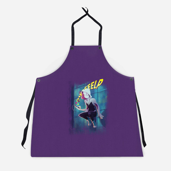 Spider Gwen Help-Unisex-Kitchen-Apron-jacnicolauart