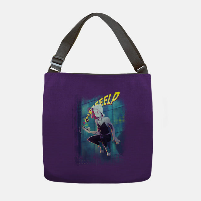 Spider Gwen Help-None-Adjustable Tote-Bag-jacnicolauart