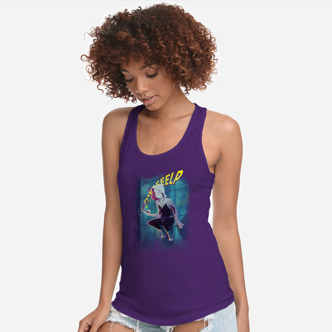 Spider Gwen Help-Womens-Racerback-Tank-jacnicolauart