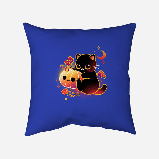 Demon Cat Halloween-None-Removable Cover-Throw Pillow-NemiMakeit