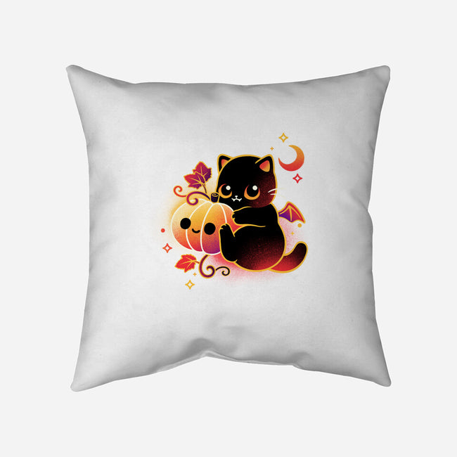 Demon Cat Halloween-None-Removable Cover-Throw Pillow-NemiMakeit