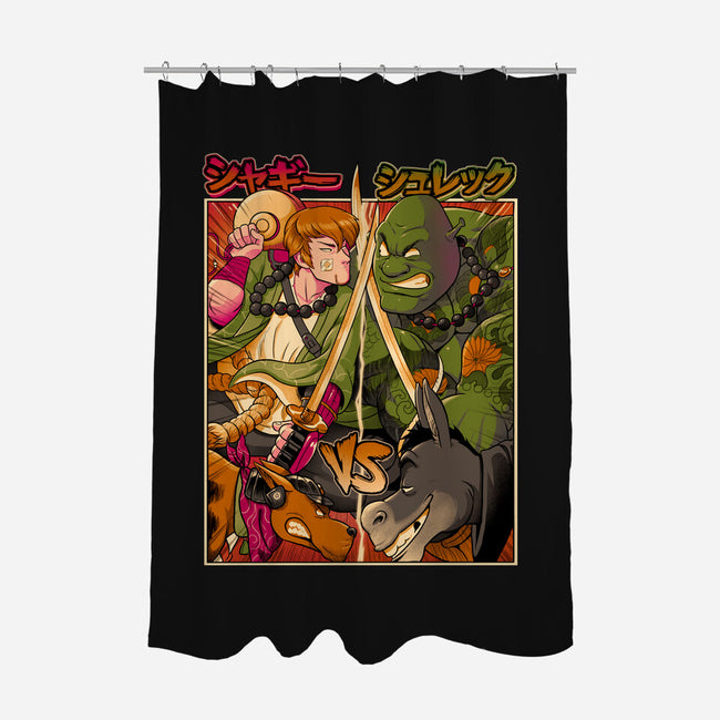 Samurai Sukubi VS Shurekku-None-Polyester-Shower Curtain-Bruno Mota