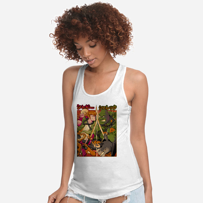 Samurai Sukubi VS Shurekku-Womens-Racerback-Tank-Bruno Mota