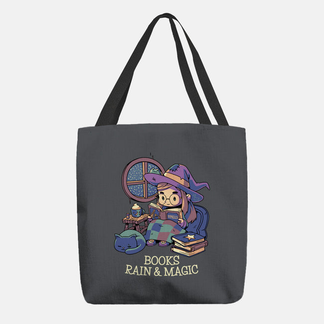 Books Rain And Magic-None-Basic Tote-Bag-Geekydog