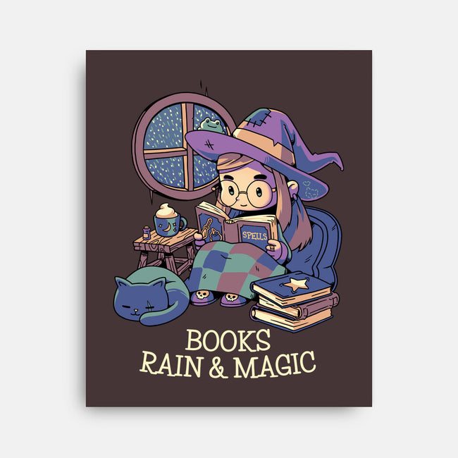 Books Rain And Magic-None-Stretched-Canvas-Geekydog