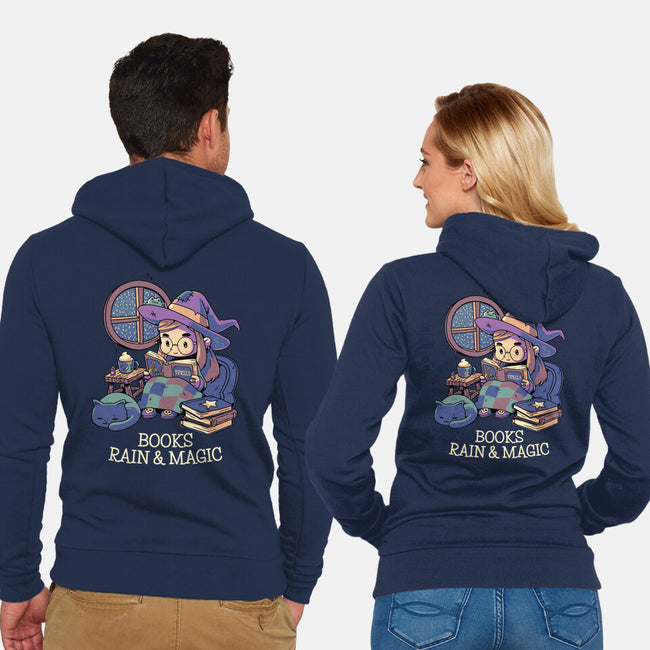 Books Rain And Magic-Unisex-Zip-Up-Sweatshirt-Geekydog