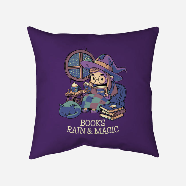 Books Rain And Magic-None-Removable Cover-Throw Pillow-Geekydog