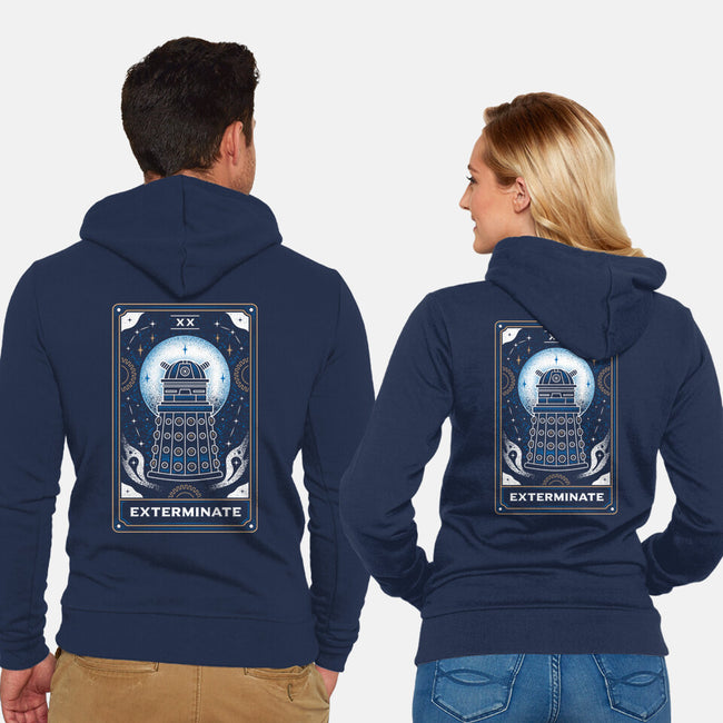 Exterminate Tarot Card-Unisex-Zip-Up-Sweatshirt-Logozaste