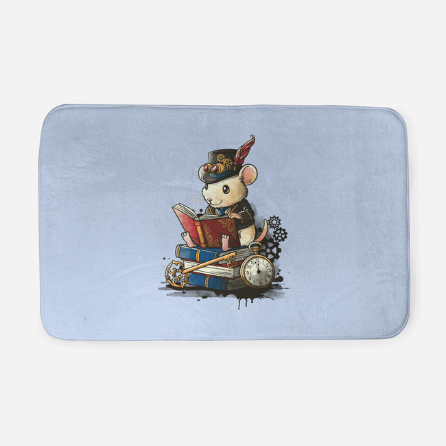 Steampunk Mouse Reader-None-Memory Foam-Bath Mat-NemiMakeit