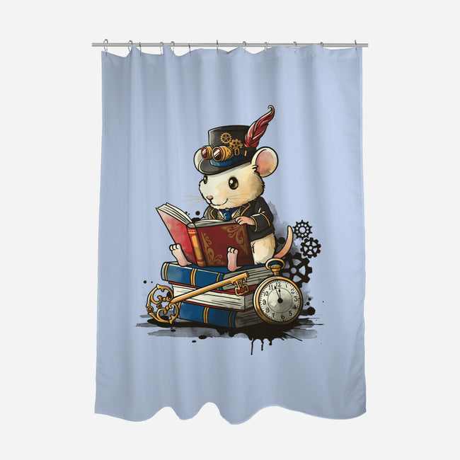 Steampunk Mouse Reader-None-Polyester-Shower Curtain-NemiMakeit