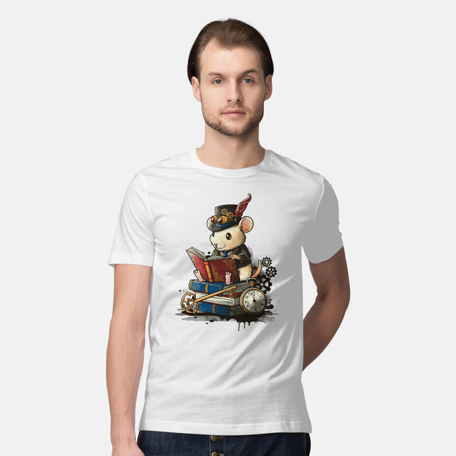 Steampunk Mouse Reader-Mens-Premium-Tee-NemiMakeit