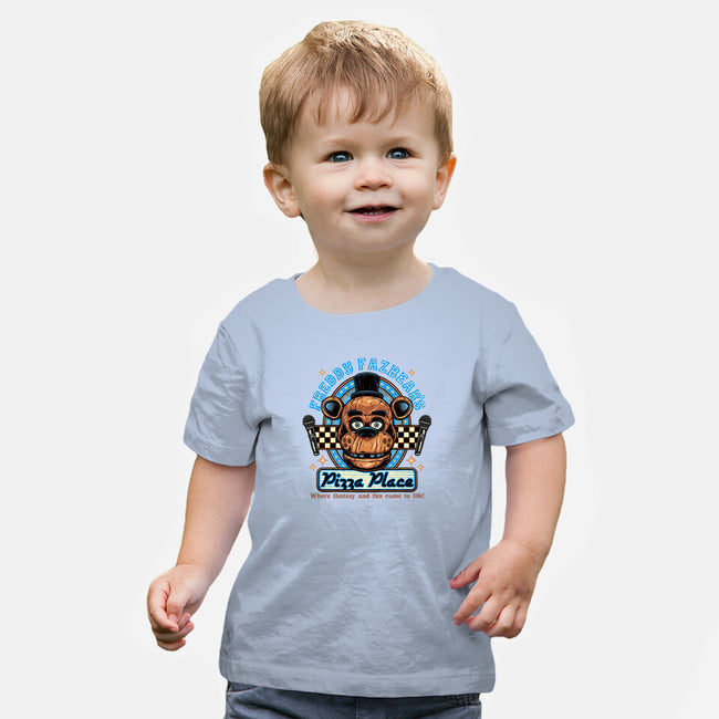 Freddy’s Pizza Place-Baby-Basic-Tee-momma_gorilla