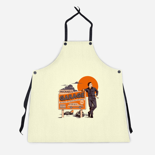 Michael's Garage-Unisex-Kitchen-Apron-Hafaell