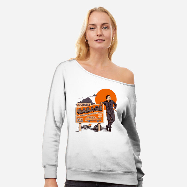 Michael's Garage-Womens-Off Shoulder-Sweatshirt-Hafaell