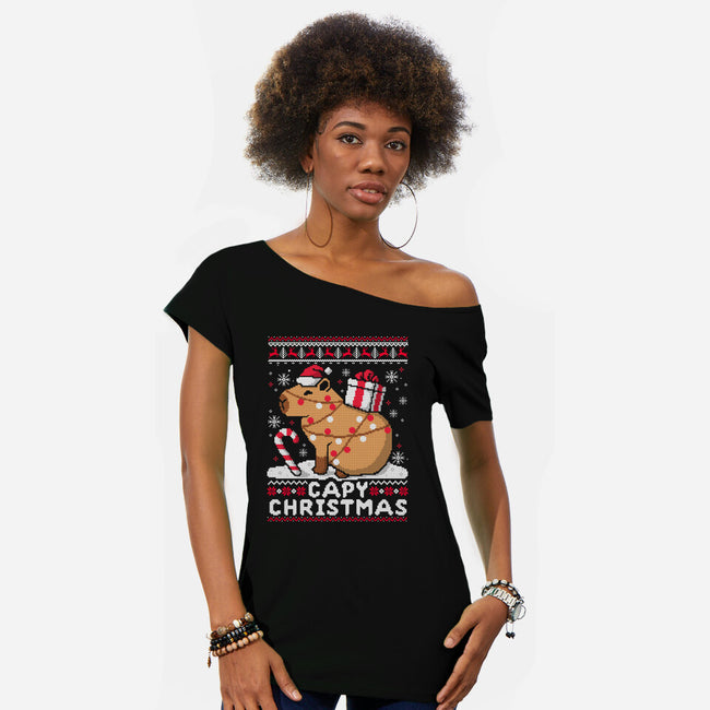 Capy Christmas-Womens-Off Shoulder-Tee-NemiMakeit