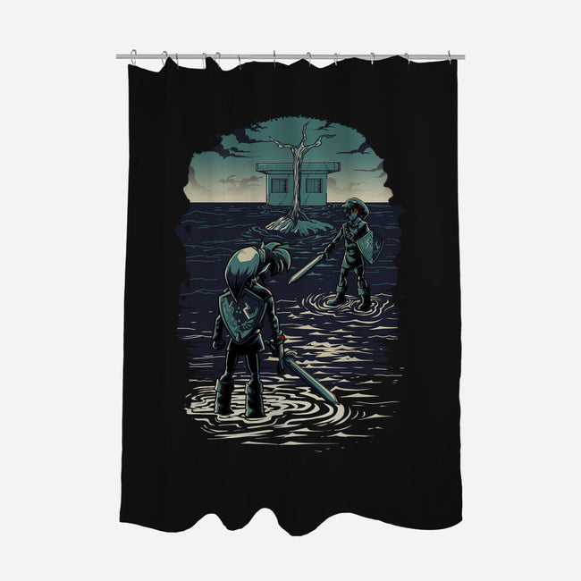 Link Vs Dark Link-None-Polyester-Shower Curtain-Diego Oliver