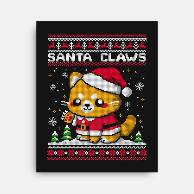 Santa Claws Cat-None-Stretched-Canvas-NemiMakeit