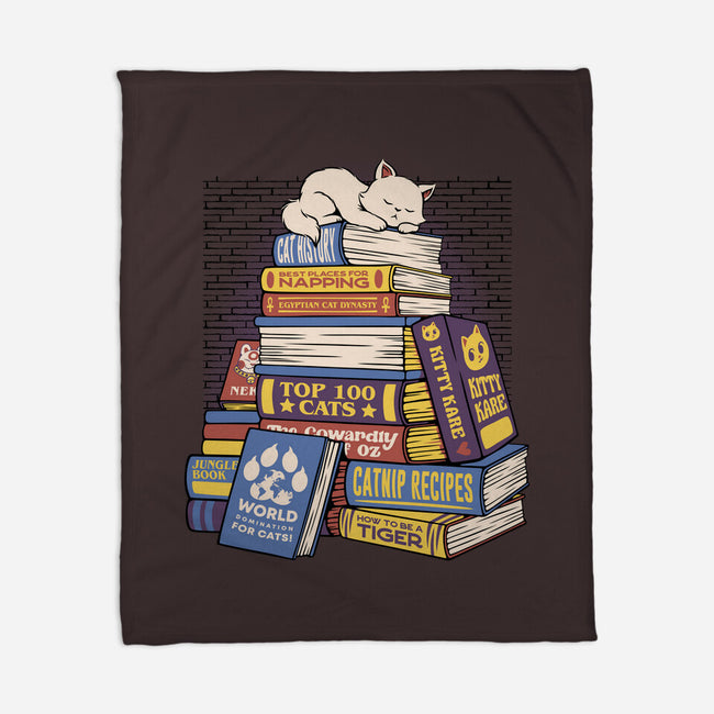 Cat Books Feline Library-None-Fleece-Blanket-tobefonseca