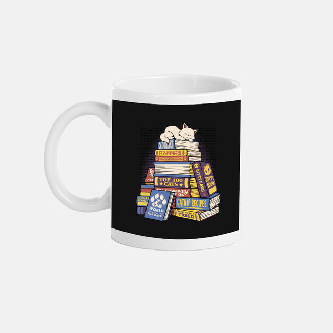 Cat Books Feline Library-None-Mug-Drinkware-tobefonseca