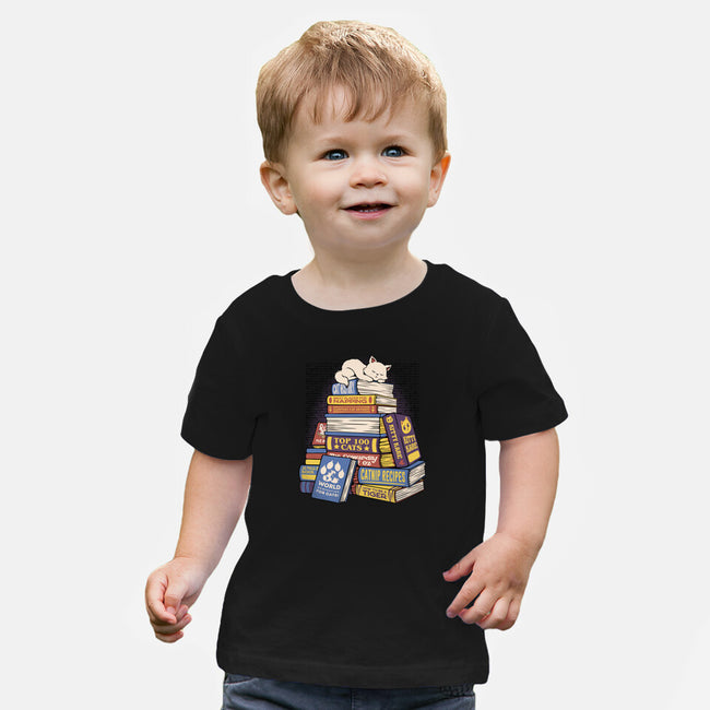 Cat Books Feline Library-Baby-Basic-Tee-tobefonseca