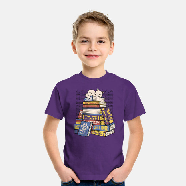 Cat Books Feline Library-Youth-Basic-Tee-tobefonseca