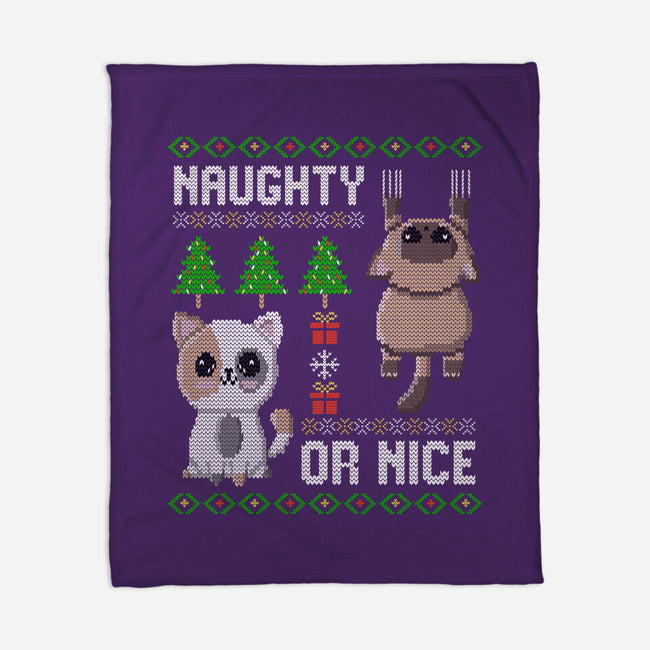 Naughty Or Nice Kittens-None-Fleece-Blanket-NMdesign