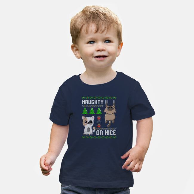 Naughty Or Nice Kittens-Baby-Basic-Tee-NMdesign