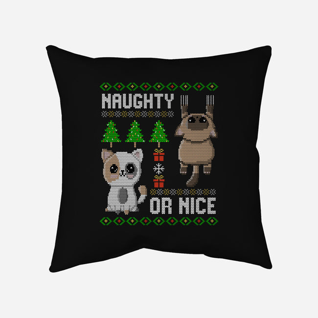 Naughty Or Nice Kittens-None-Removable Cover-Throw Pillow-NMdesign