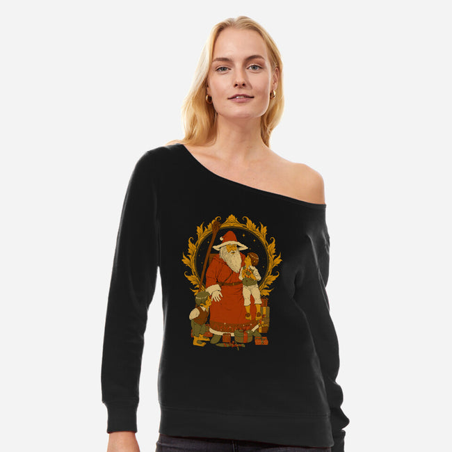 Santalf Claus-Womens-Off Shoulder-Sweatshirt-Hafaell