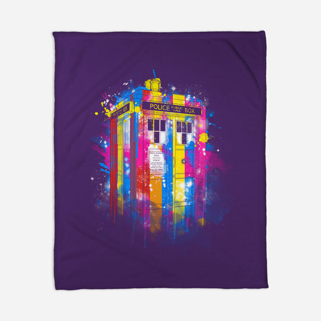 Rainbow Tardis-None-Fleece-Blanket-kharmazero