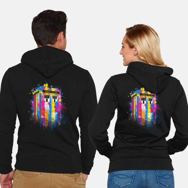 Rainbow Tardis-Unisex-Zip-Up-Sweatshirt-kharmazero