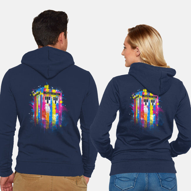 Rainbow Tardis-Unisex-Zip-Up-Sweatshirt-kharmazero