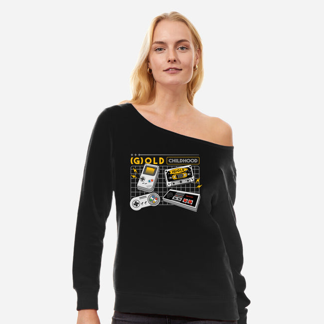 Gold Childhood-Womens-Off Shoulder-Sweatshirt-spoilerinc