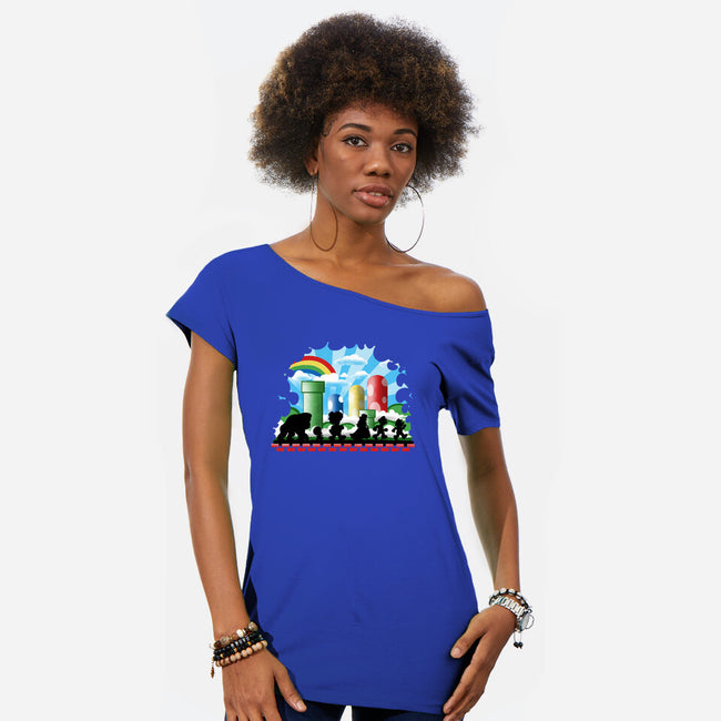 The Fellowship Of The Plumbers-Womens-Off Shoulder-Tee-zascanauta