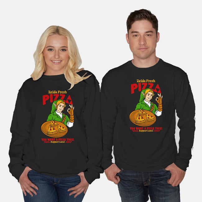 Fresh Pizza-Unisex-Crew Neck-Sweatshirt-spoilerinc