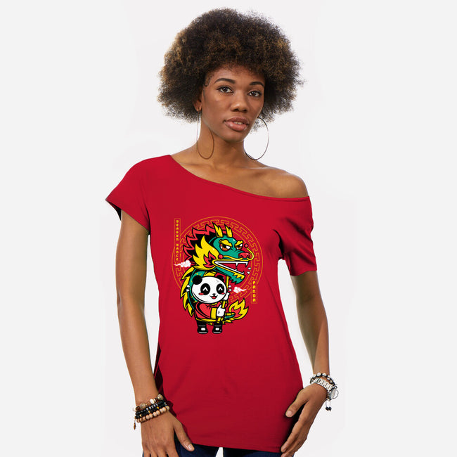 Dragon Dance Panda-Womens-Off Shoulder-Tee-krisren28