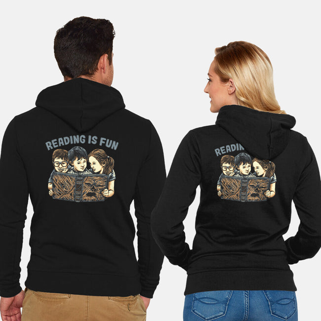 Reading Is Fun For Us-Unisex-Zip-Up-Sweatshirt-momma_gorilla