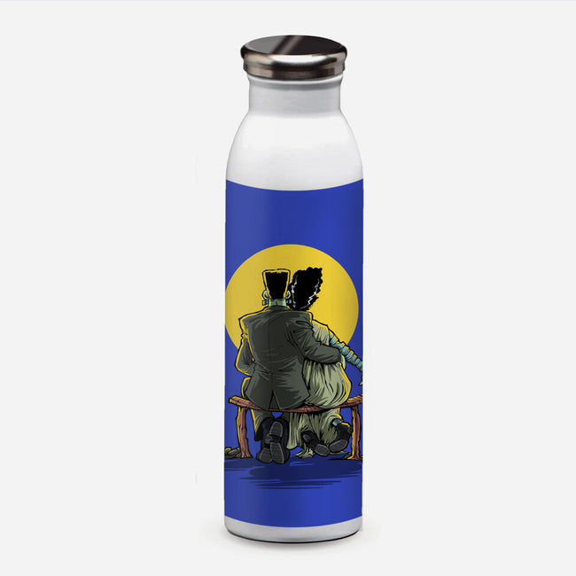 Monster And Bride Gazing At The Moon-None-Water Bottle-Drinkware-zascanauta