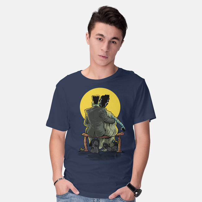 Monster And Bride Gazing At The Moon-Mens-Basic-Tee-zascanauta