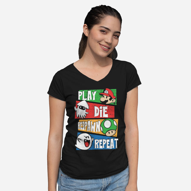 Gamer's Life-Womens-V-Neck-Tee-turborat14