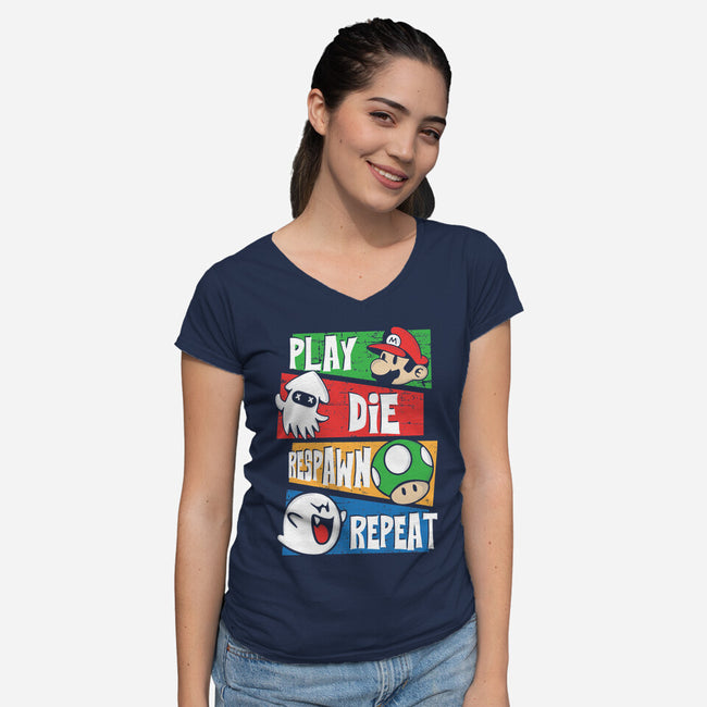 Gamer's Life-Womens-V-Neck-Tee-turborat14