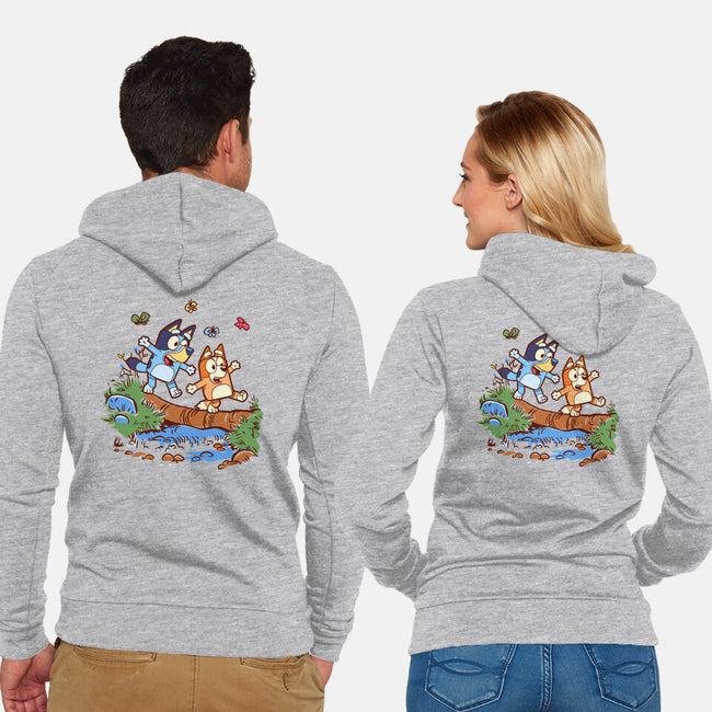 Walking Down The Stream-Unisex-Zip-Up-Sweatshirt-Xentee